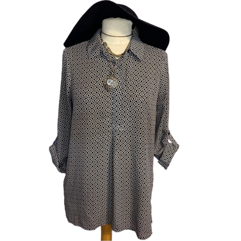 Geometric Black Printed Top